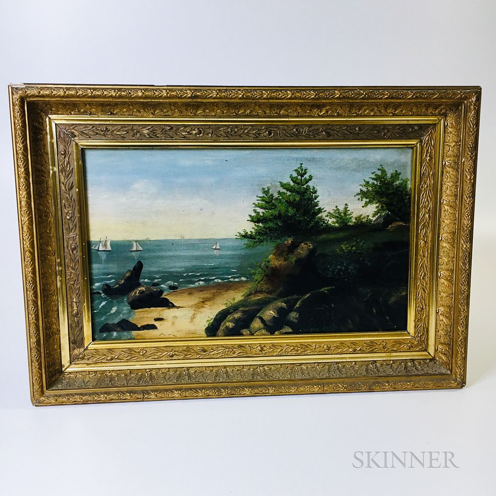 Appraisal: American School th Century Coastal Landscape American School th Century