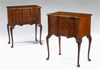 Appraisal: Pair of George II style burl walnut commodes th century