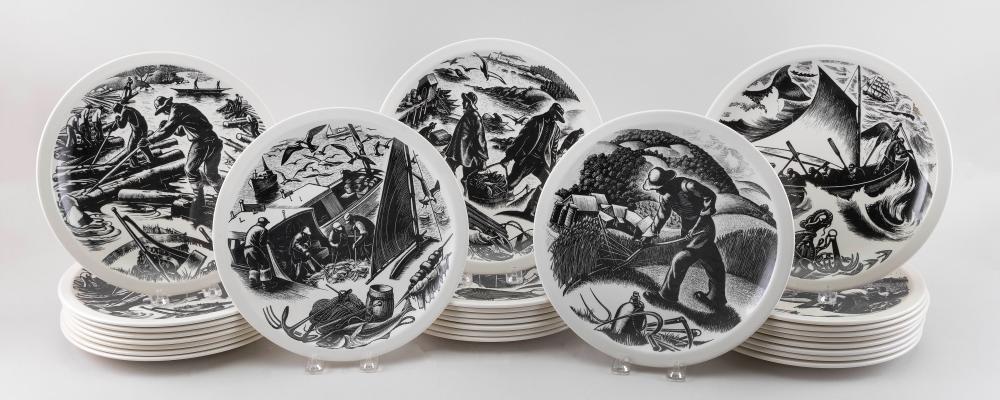 Appraisal: TWENTY-SEVEN CLARE LEIGHTON FOR WEDGWOOD NEW ENGLAND INDUSTRIES PLATES ENGLAND