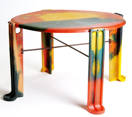 Appraisal: GAETANO PESCE Poured resin Waffle table from the office of