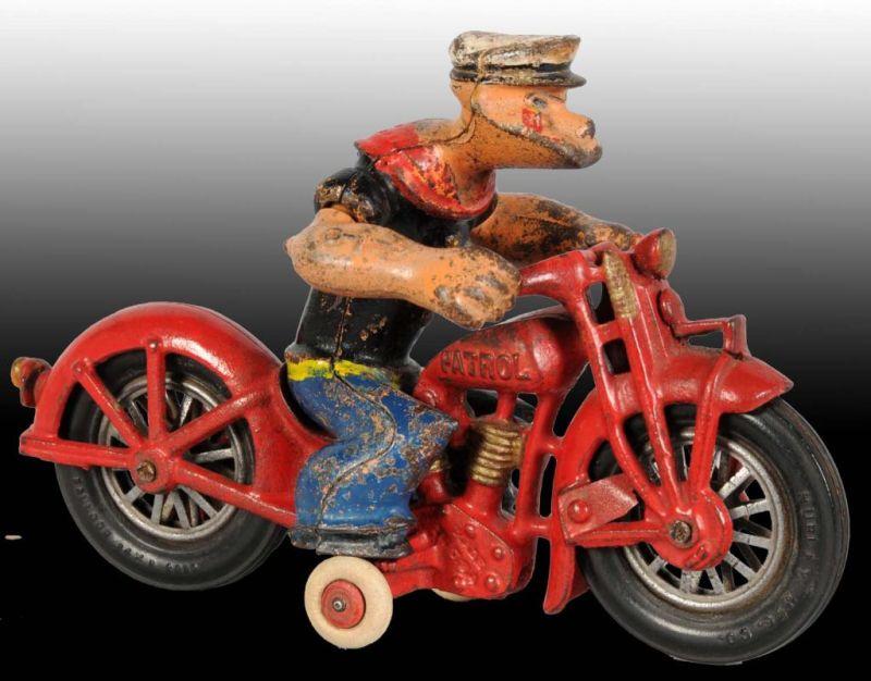 Appraisal: Cast Iron Hubley Popeye on Motorcycle Toy Description Some restoration