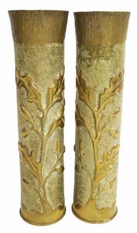 Appraisal: lot of WWI-era trench art vases fashioned from artillery shells