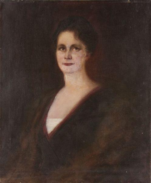 Appraisal: Portrait of Ruth S Farnam - oil on canvas the