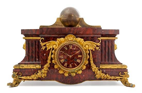 Appraisal: A French Gilt Bronze Mounted Marble Mantel Clock Height x