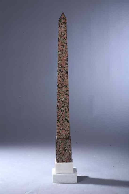 Appraisal: ITALIAN PINK GRANITE AND WHITE MARBLE OBELISK th- th century