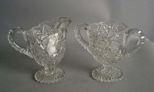 Appraisal: Cut glass pitcher and -handled cup