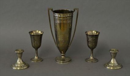 Appraisal: AMERICAN SILVER TROPHY CUP TOGETHER WITH TWO SILVER GOBLETS AND