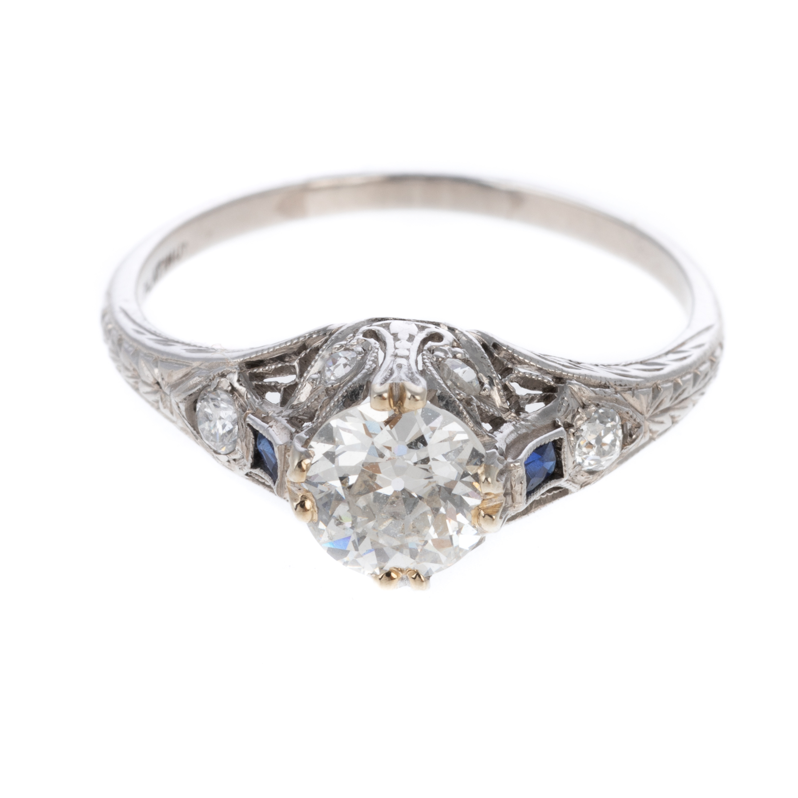 Appraisal: AN ART DECO CT OLD EUROPEAN-CUT DIAMOND RING Platinum Art