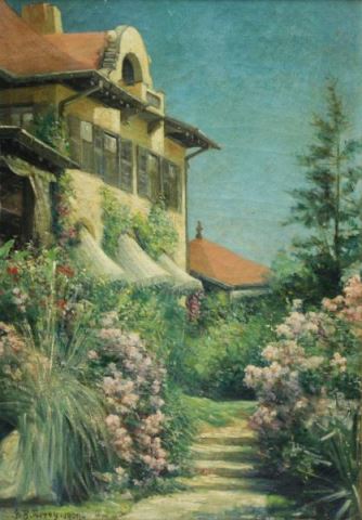 Appraisal: TORREY George B Oil on Canvas Garden Path Signed and