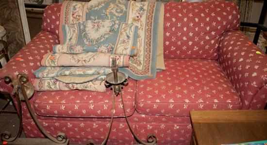 Appraisal: Two-cushion upholstered sofa Estimate - All property is sold as-is