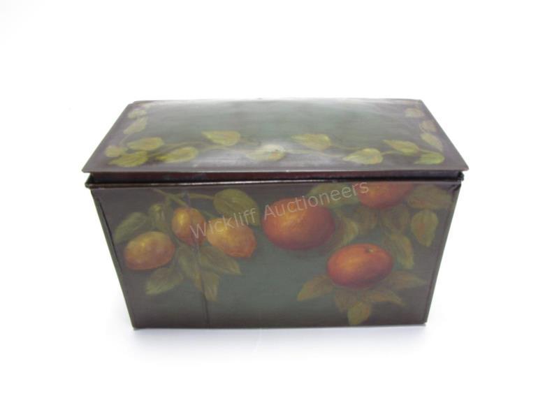 Appraisal: Antique Artist Signed Tin Tole Lunchbox lemon and orange painted