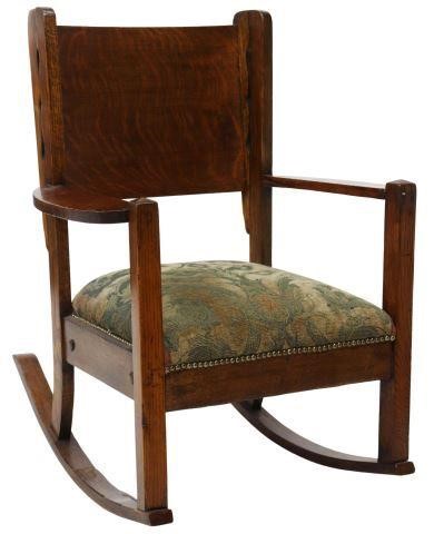 Appraisal: American Arts and Crafts wingback rocking chair early th c