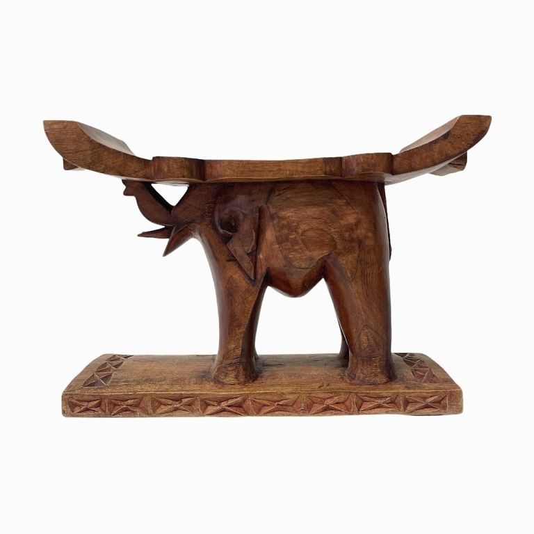 Appraisal: African Carved Wood Elephant Stool Detailed hand carved wood stool