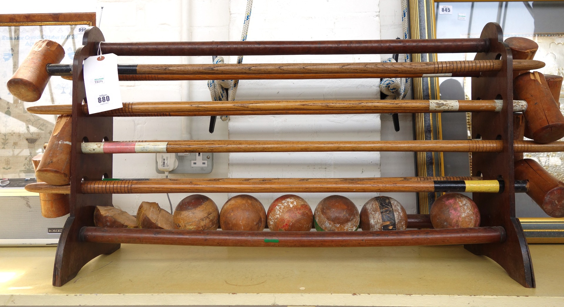 Appraisal: A Jaques croquet set early th century comprising eight mallets