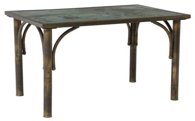 Appraisal: American modernist bronze Chinoiserie coffee table Philip LaVerne - and