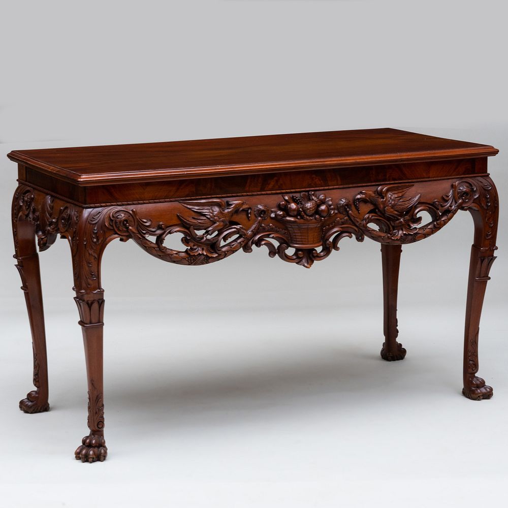 Appraisal: George III Style Carved Mahogany Console Table Irish Stamped 'J