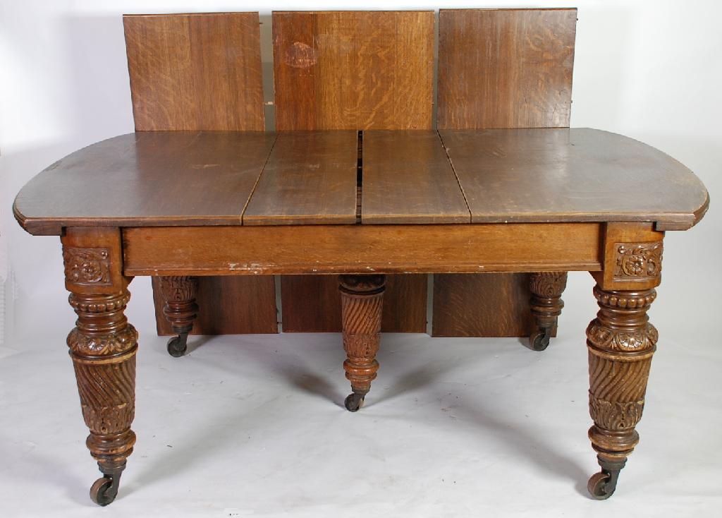 Appraisal: VICTORIAN LARGE OAK WIND OUT DINING TABLE the 'D' end