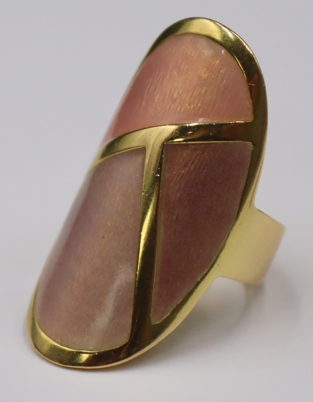 Appraisal: JEWELRY kt Gold and Enamel Cocktail Ring Modernist kt yellow