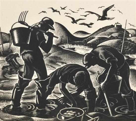 Appraisal: Clare Leighton American English - Clam Diggers Cape Cod wood