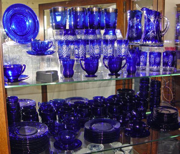 Appraisal: HUGE COLLECTION OF COBALT GLASSWARE From Depression era to Bohemian