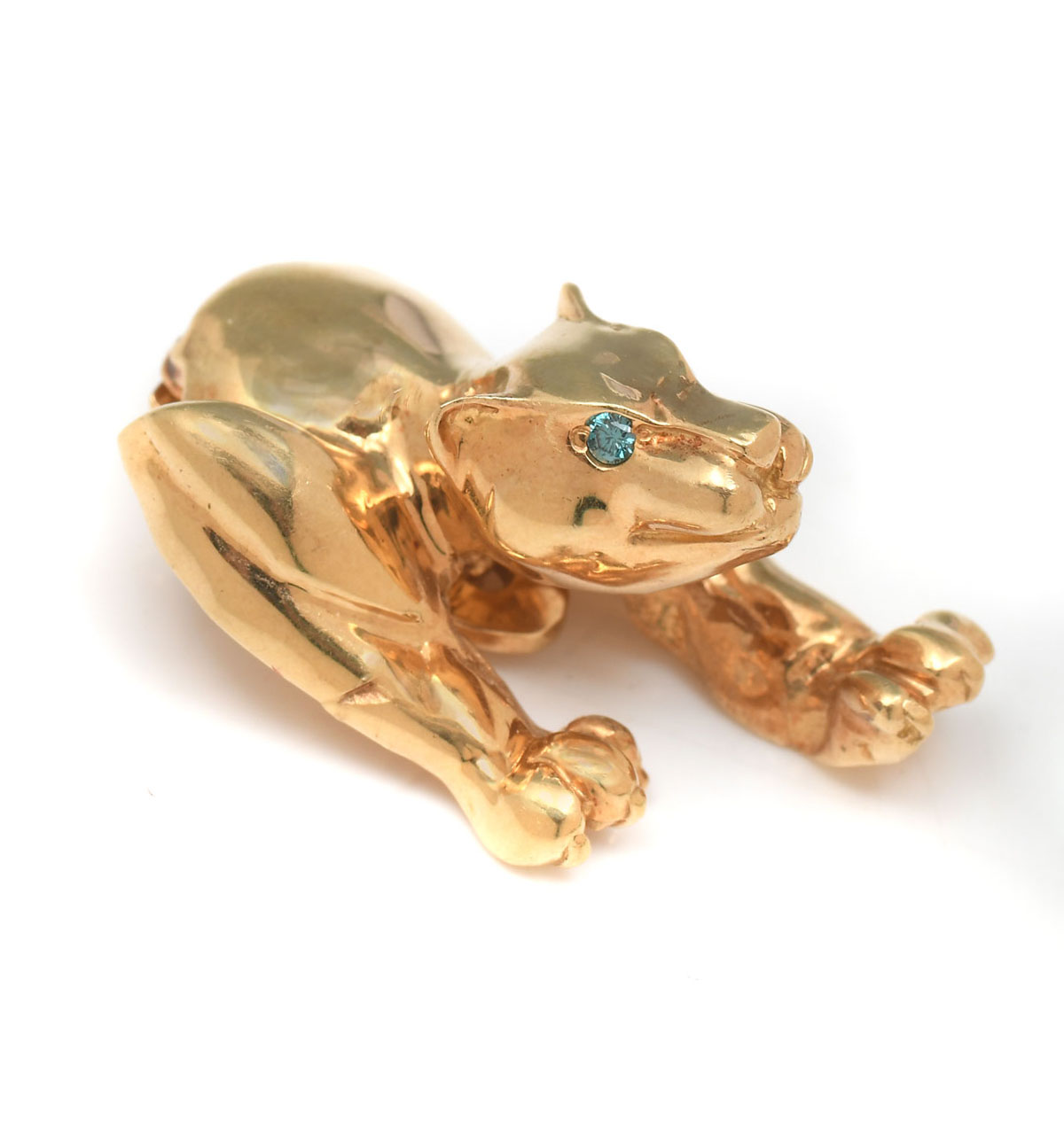 Appraisal: K SIGNED PROWLING PANTHER PENDANT gram K yellow gold prowling