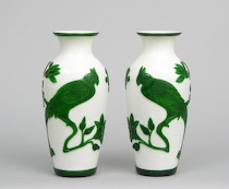 Appraisal: A Pair of Peking Glass Vases A pair of carved