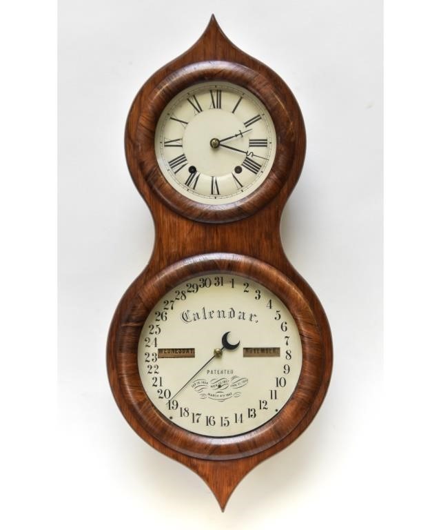 Appraisal: Rare Seth Thomas peanut double dial calendar clock h x