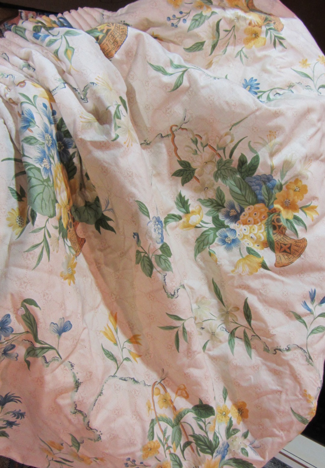 Appraisal: A pair of curtains with blue and yellow flowers