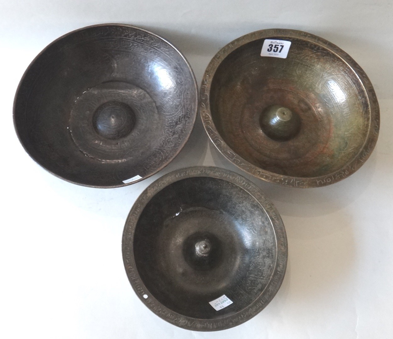 Appraisal: Three magic' bowls Iran th th century each of circular