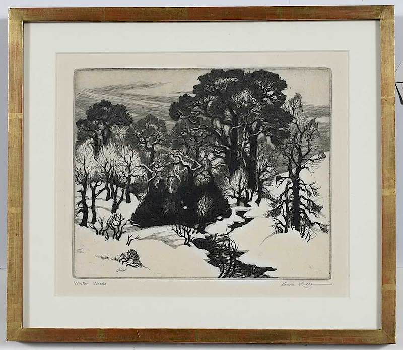 Appraisal: Gene Kloss New Mexico California - Winter Woods signed lower