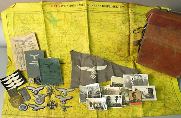 Appraisal: A group of German World War II memorabilia Comprising Luftwaffe