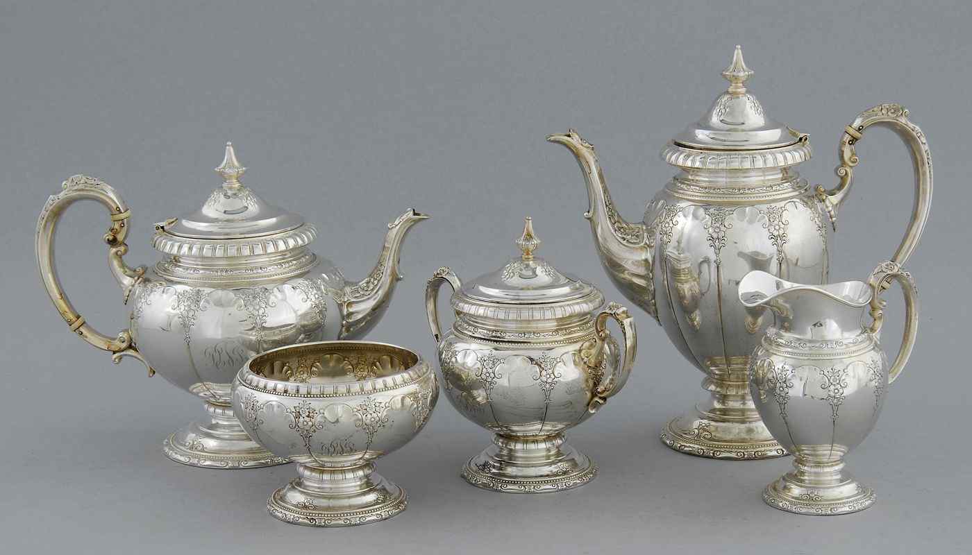 Appraisal: TOWLE FIVE-PIECE STERLING SILVER TEA AND COFFEE SETIn the Royal