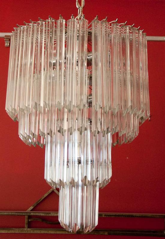 Appraisal: -Light Large Chrome and Crystal Chandelier approx '' to ''