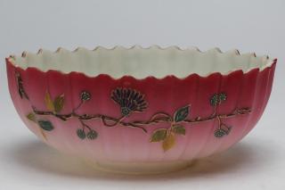 Appraisal: Chinoiserie Victorian Pink Cased Glass Bowl Antique chinoiserie pink bowl