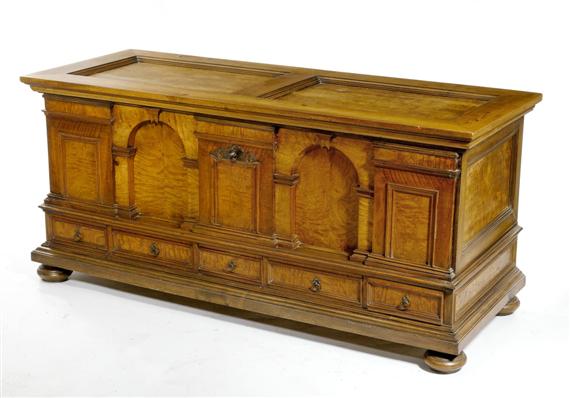 Appraisal: A CHEST Renaissance style Grisons th c Walnut and ash