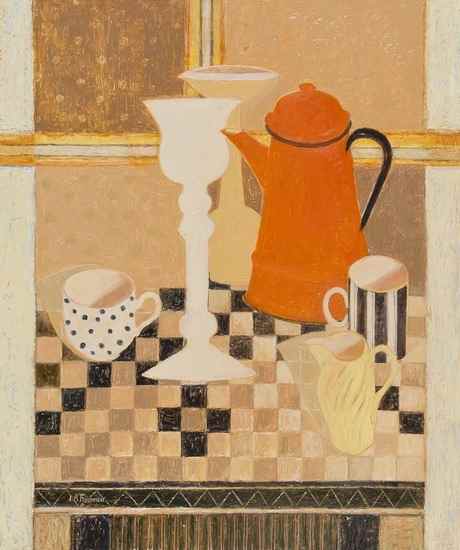 Appraisal: Janet A Freeman th century Still life with orange coffee