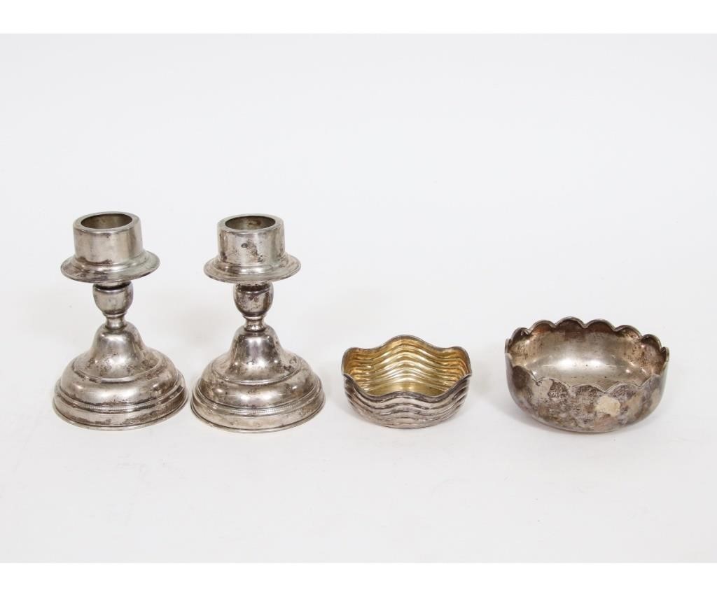 Appraisal: Pair of Turkish silver candlesticks h x dia together with