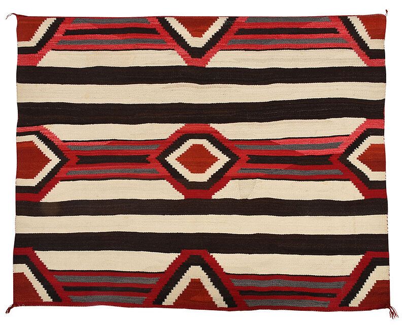 Appraisal: Third Phase Chief Style Blanket early th century natural and