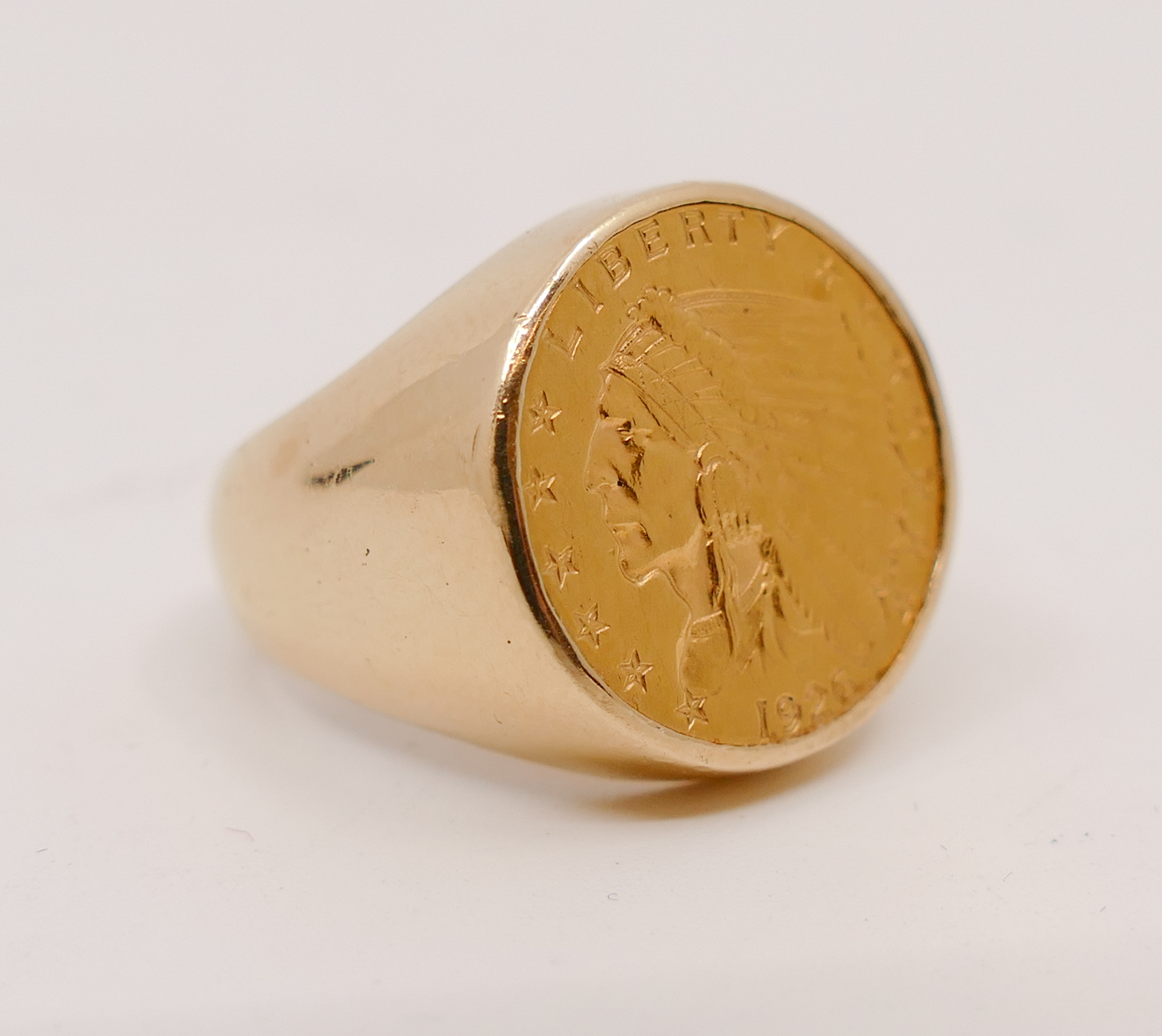 Appraisal: K Men's Ring with US Quarter Eagle Gold Coin Size