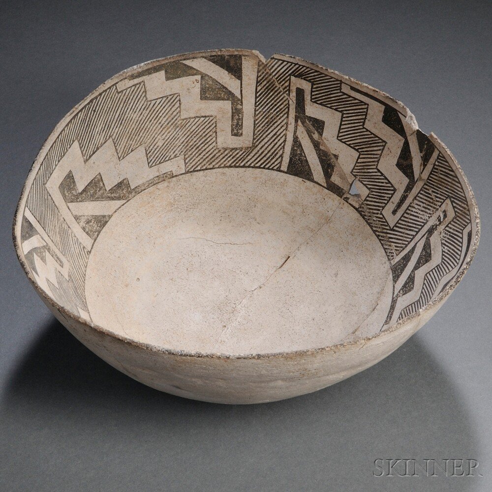 Appraisal: Anasazi Painted Pottery Bowl reassembled ht dia in Estimate -