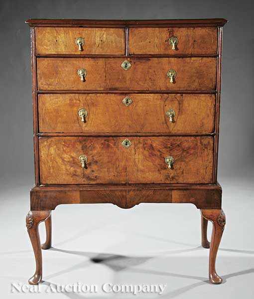 Appraisal: A George I Inlaid Walnut Chest-on-Stand early th c case