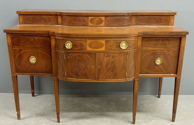 Appraisal: - Hepplewhite inlaid mahogany sideboard c h x w x