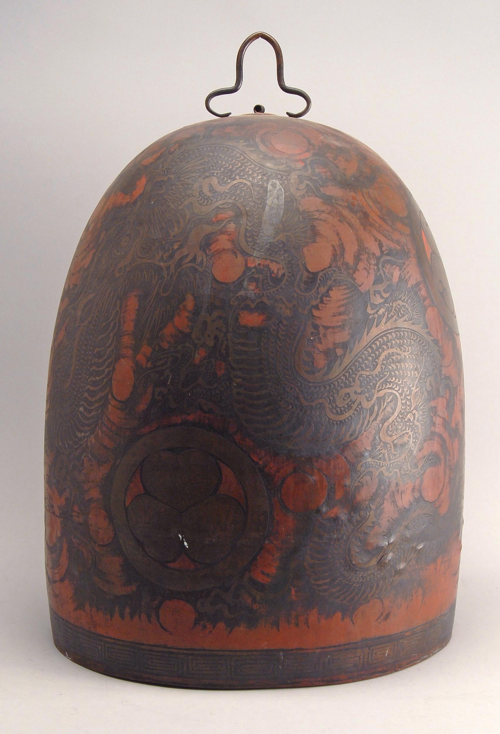 Appraisal: BRONZE GONG Meiji PeriodIn bullet form with dragon and Tokugawa