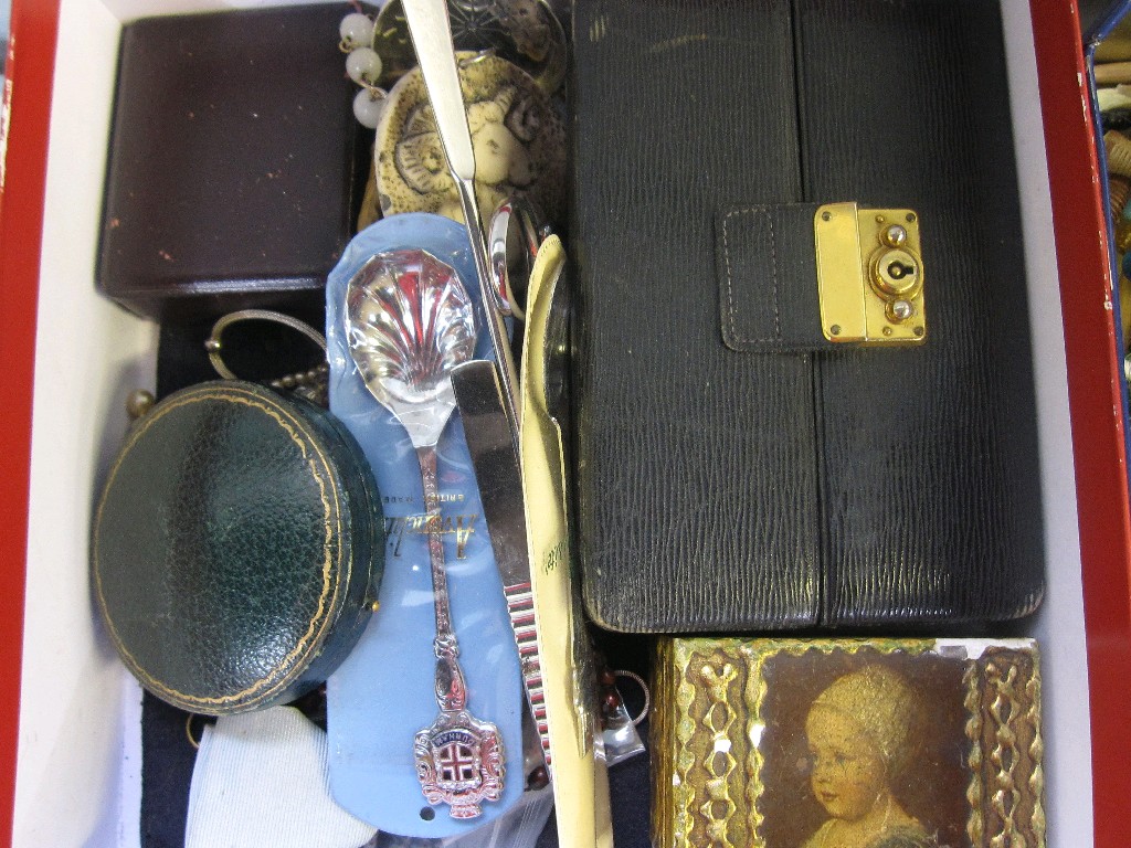 Appraisal: Box of miscellania - stud set jewellery box etc