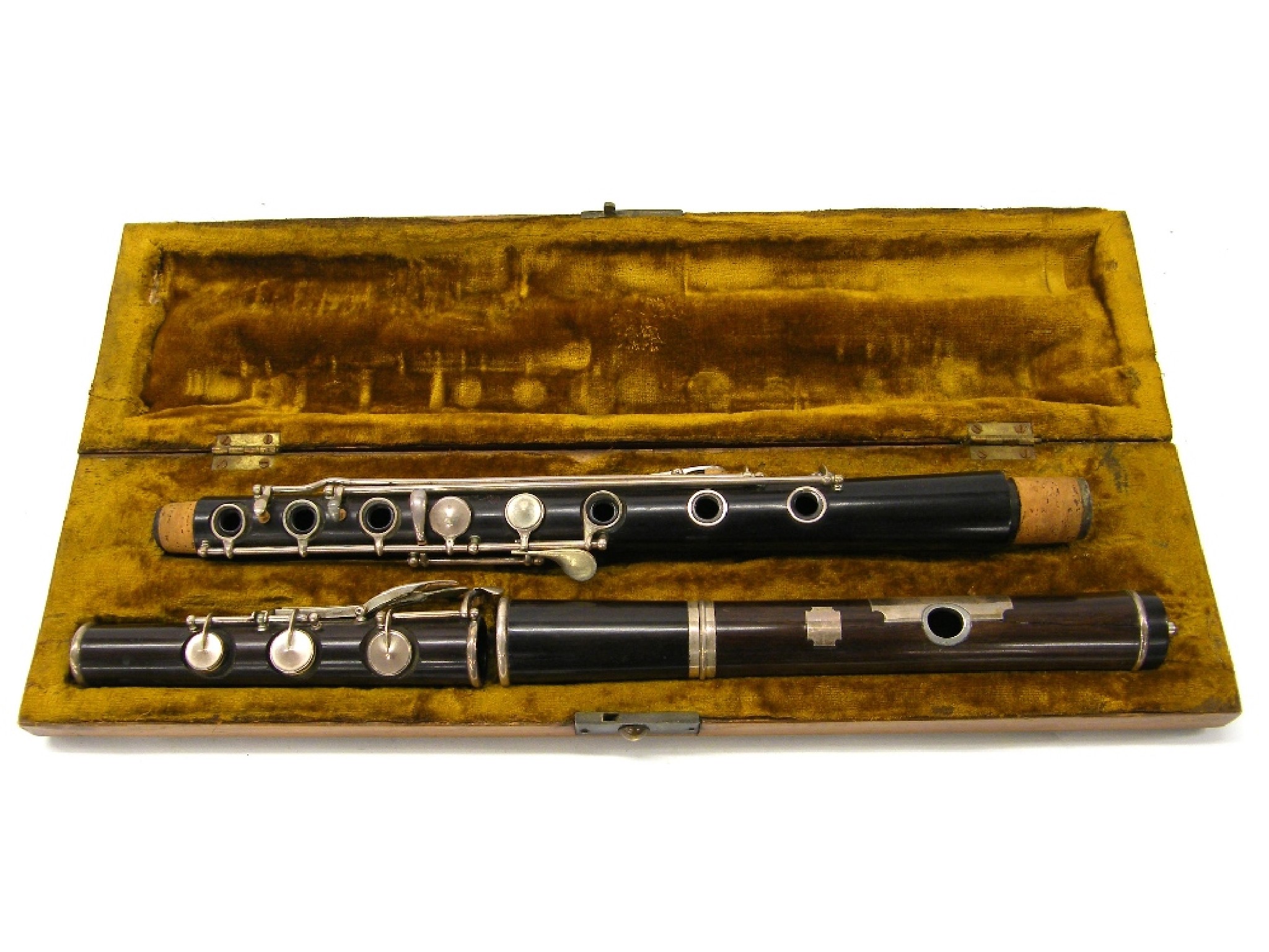 Appraisal: English cocuswood Card system flute by and stamped W Card