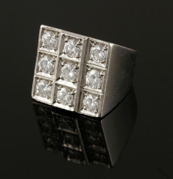 Appraisal: - Iridium and Diamond Ring Iridium and diamond ring nine