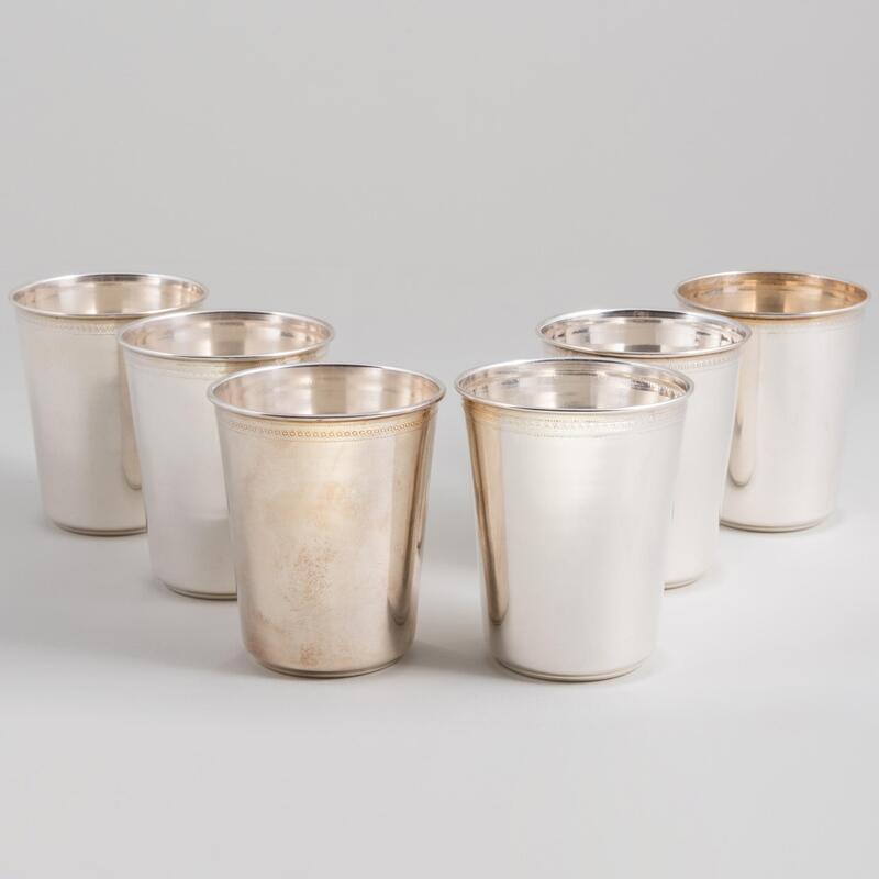 Appraisal: Set of Six Continental Silver Tumblers Marked ' ' x