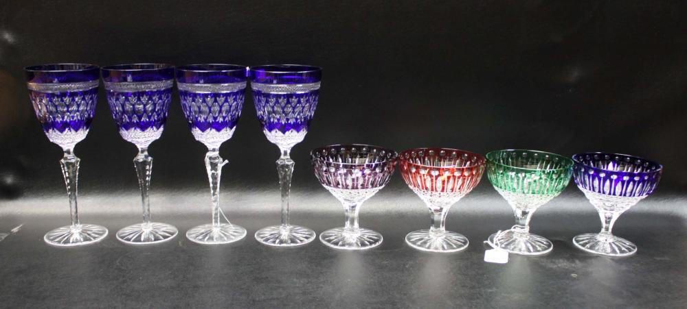 Appraisal: EIGHT PIECES GODINGER CRYSTAL STEMWARE blown glass with colored bowls