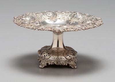 Appraisal: Tiffany sterling compote openwork floral shell and scroll decoration marks