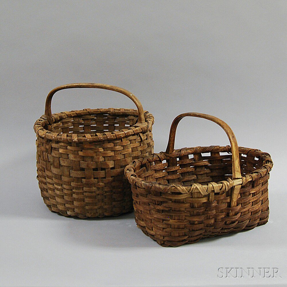 Appraisal: Two Woven Splint Baskets an oval and a round basket